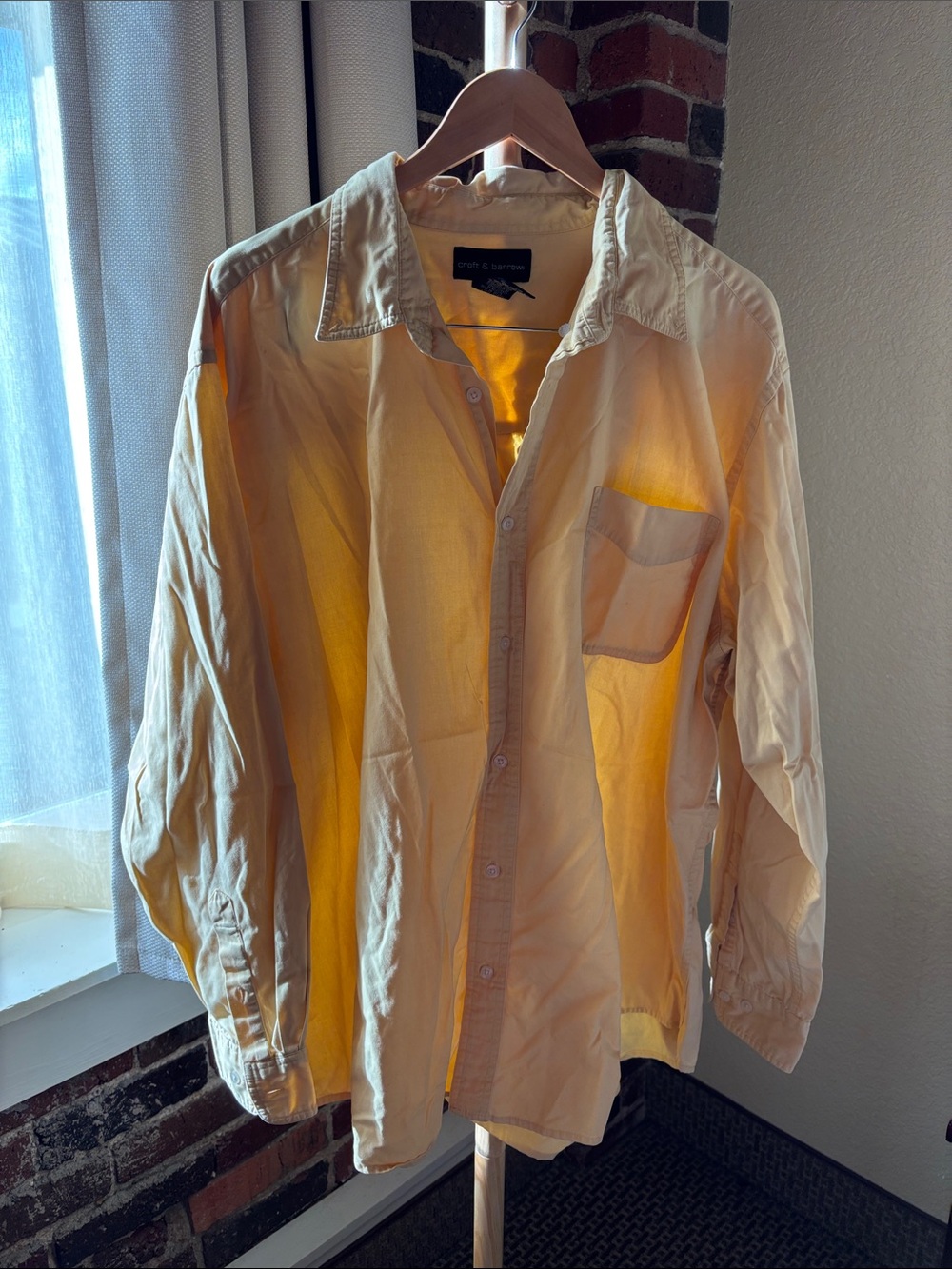 croft & barrow Pale Yellow Lightweight Men's Shirt Size XXL